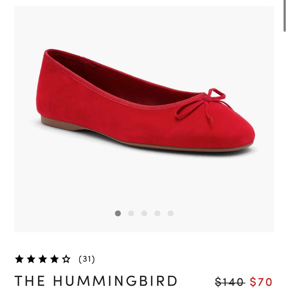 Hummingbird Red Ballet Flats with Bow - brand new in box